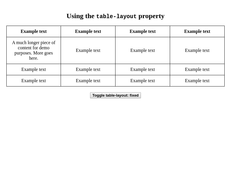 Browser Preview of TABLE-LAYOUT